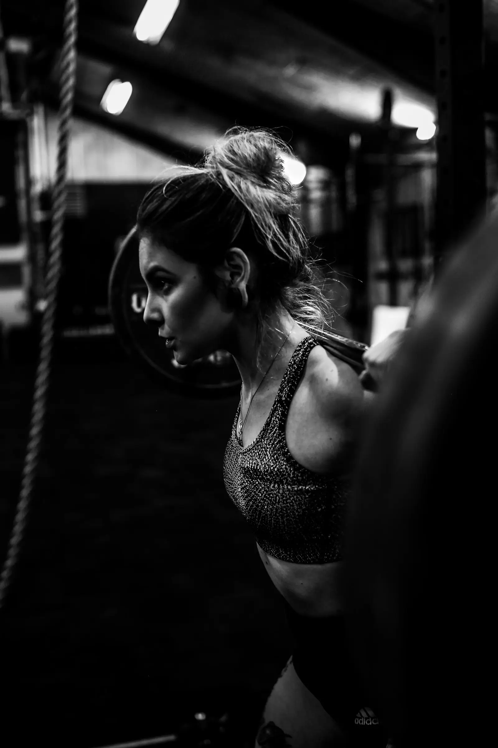 Woman focused before a heavy lift