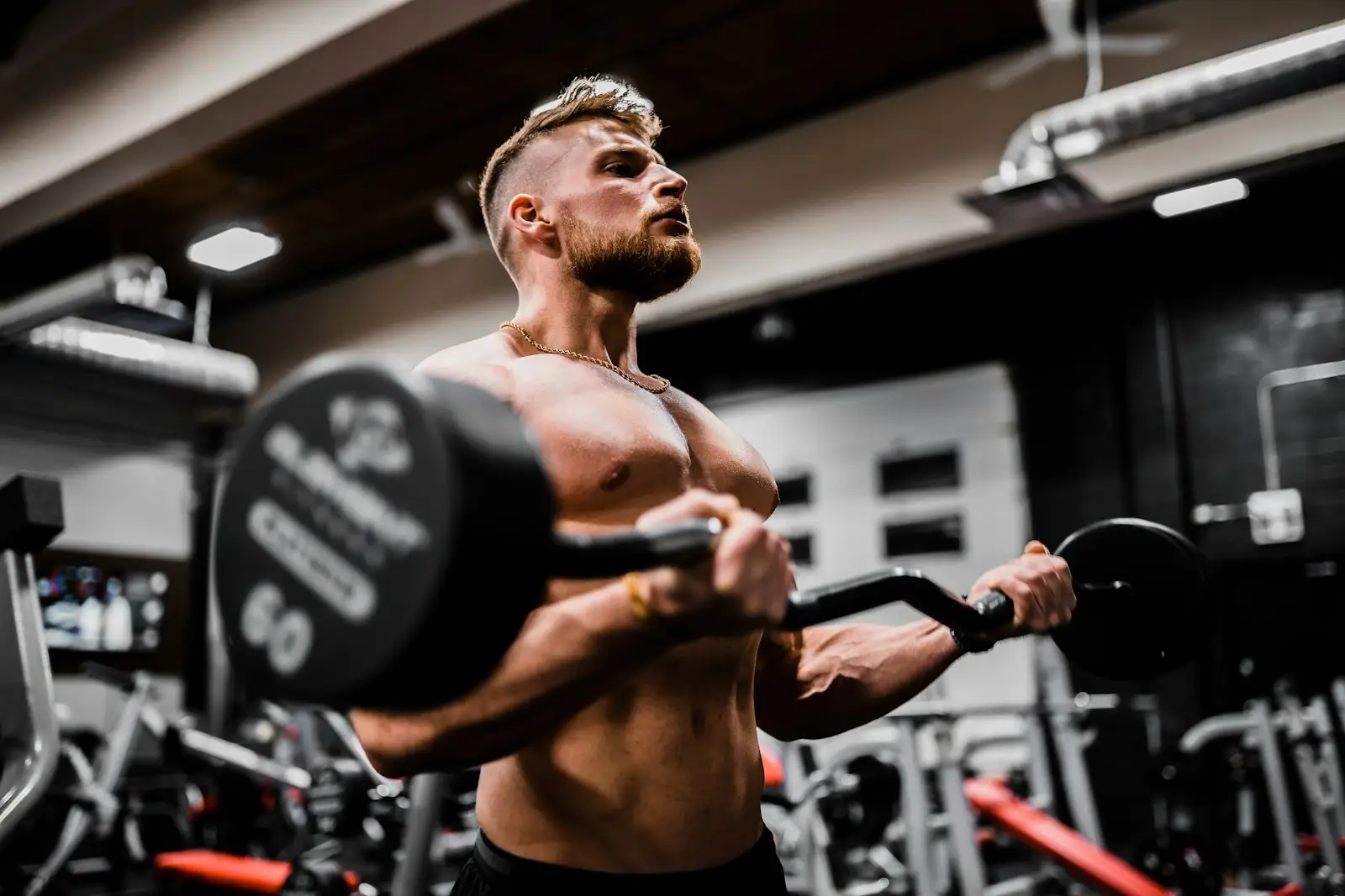 Man performing a barbell curl
